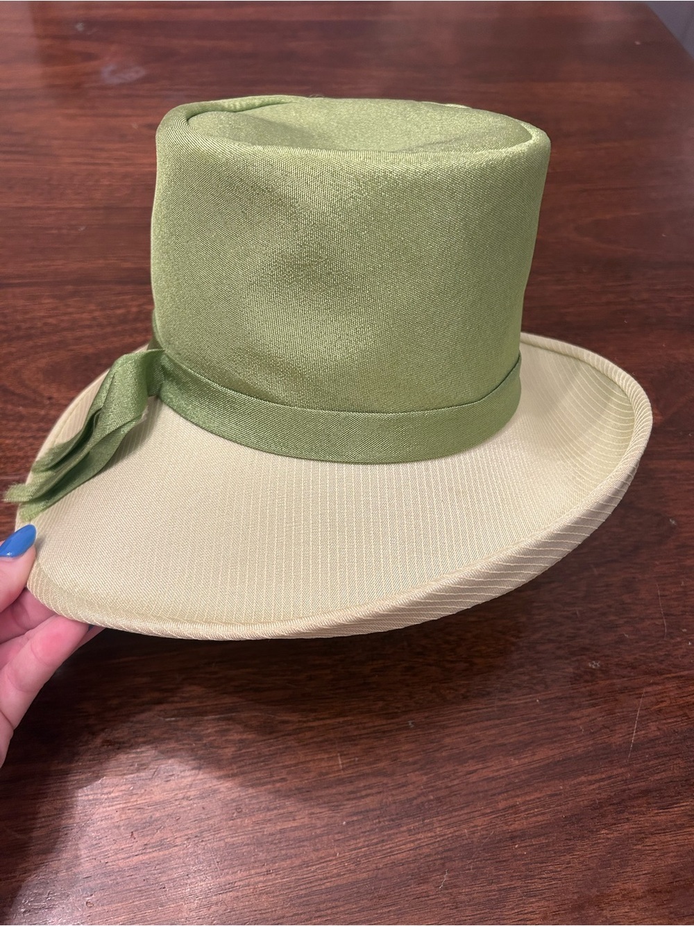Vintage Two-Tone Green Wide-Brim Hat
